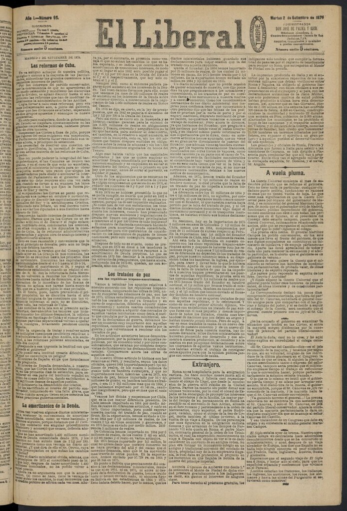 Miniatura de El Liberal (Madrid. 1879) del 2 de septiembre de 1879, nº 95