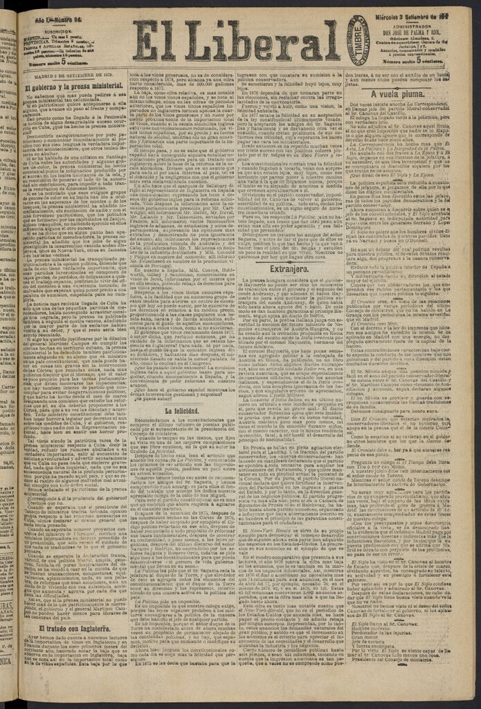 Miniatura de El Liberal (Madrid. 1879) del 3 de septiembre de 1879, nº 96