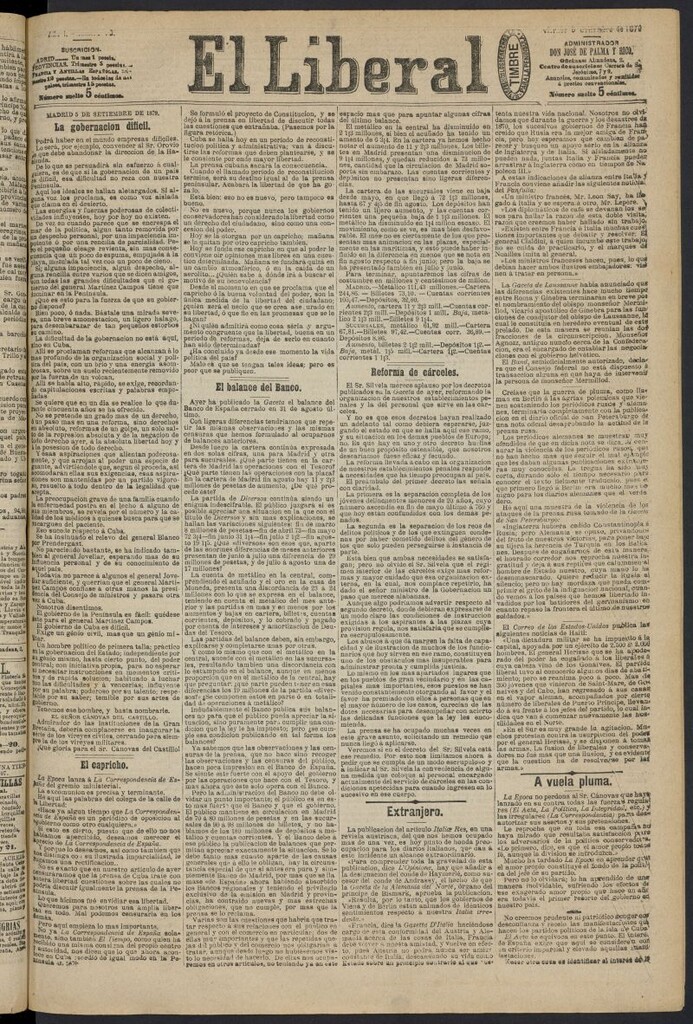 Miniatura de El Liberal (Madrid. 1879) del 5 de septiembre de 1879, nº 98