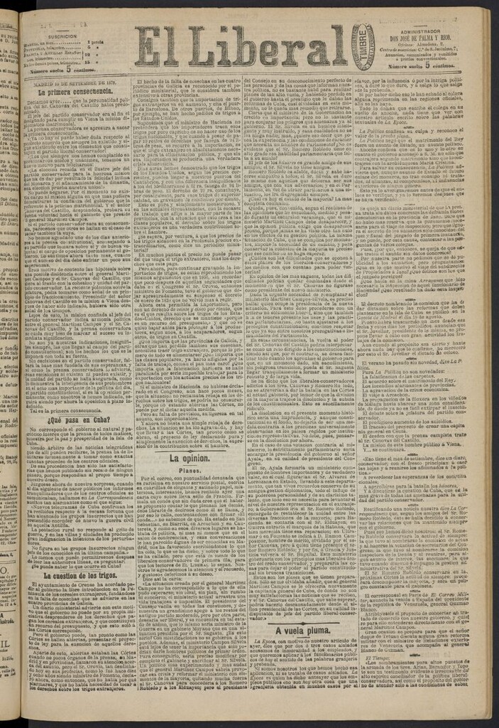 Miniatura de El Liberal (Madrid. 1879) del 10 de septiembre de 1879, nº 103