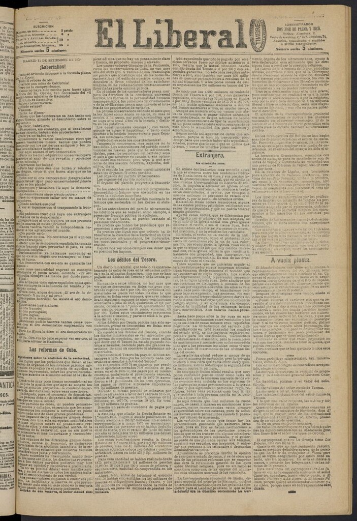 Miniatura de El Liberal (Madrid. 1879) del 11 de septiembre de 1879, nº 104