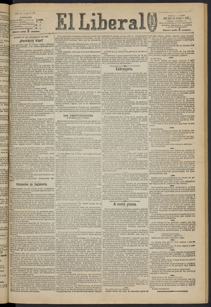 Miniatura de El Liberal (Madrid. 1879) del 17 de septiembre de 1879, nº 110