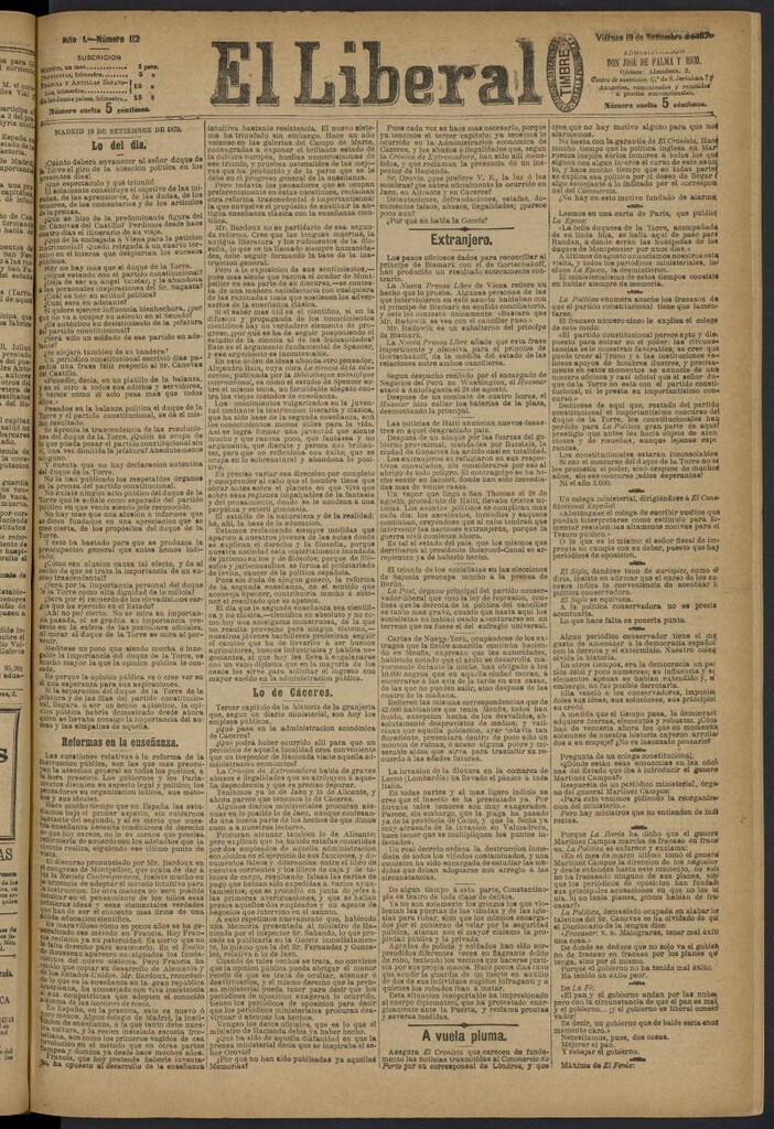 Miniatura de El Liberal (Madrid. 1879) del 19 de septiembre de 1879, nº 112