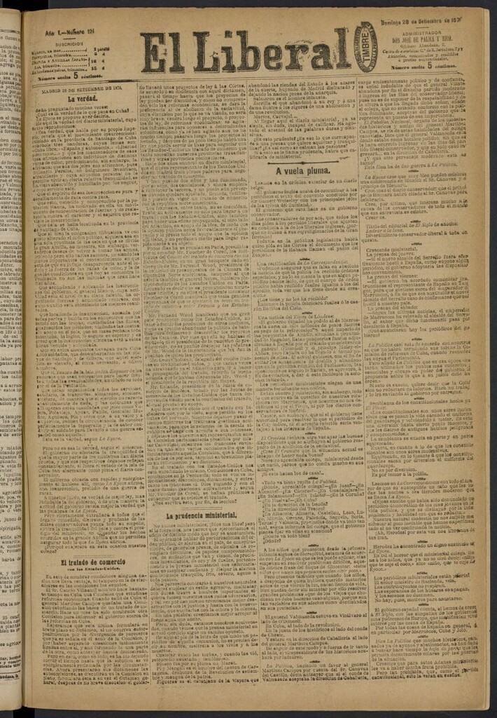 Miniatura de El Liberal (Madrid. 1879) del 28 de septiembre de 1879, nº 121