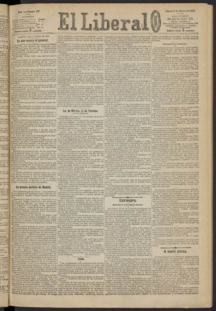 Miniatura de El Liberal (Madrid. 1879) del 4 de octubre de 1879, nº 127