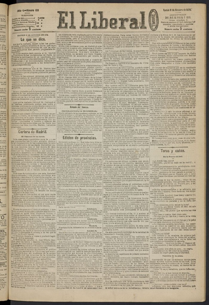 Miniatura de El Liberal (Madrid. 1879) del 6 de octubre de 1879, nº 129