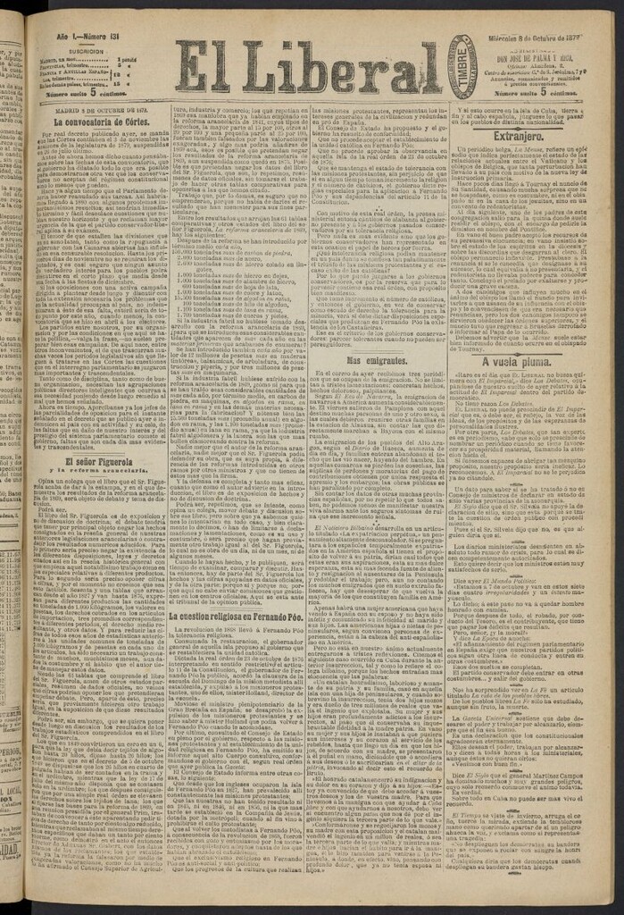 Miniatura de El Liberal (Madrid. 1879) del 8 de octubre de 1879, nº 131
