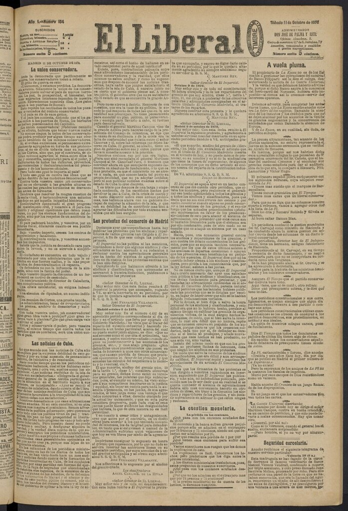Miniatura de El Liberal (Madrid. 1879) del 11 de octubre de 1879, nº 134