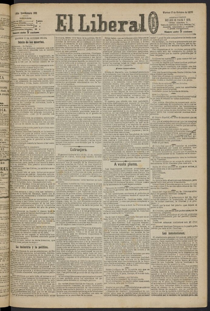 Miniatura de El Liberal (Madrid. 1879) del 17 de octubre de 1879, nº 140