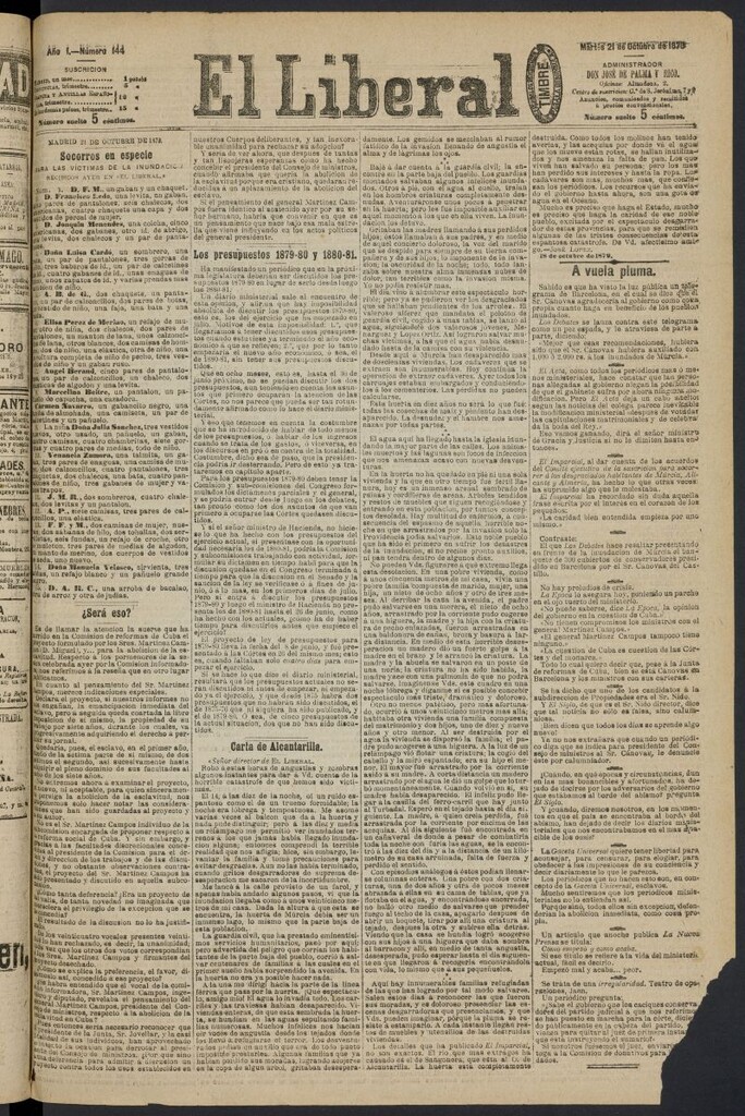 Miniatura de El Liberal (Madrid. 1879) del 21 de octubre de 1879, nº 144