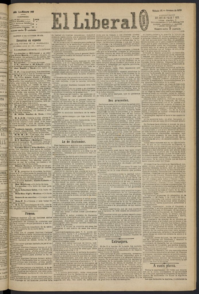 Miniatura de El Liberal (Madrid. 1879) del 25 de octubre de 1879, nº 148