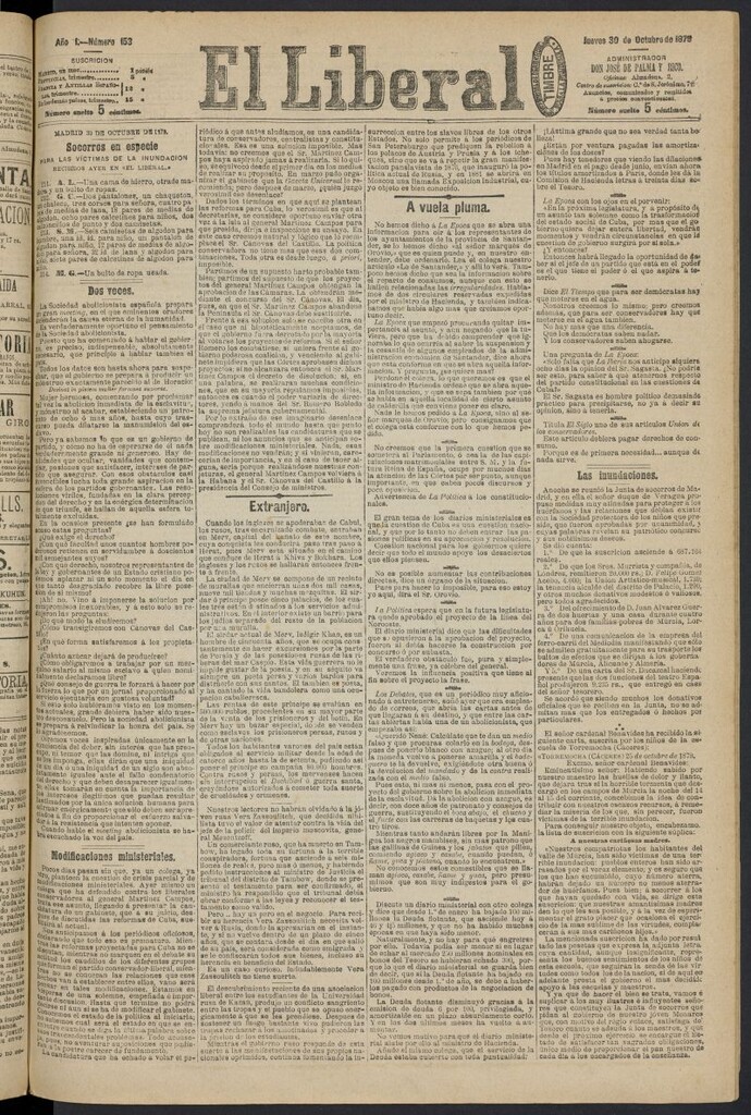 Miniatura de El Liberal (Madrid. 1879) del 30 de octubre de 1879, nº 153
