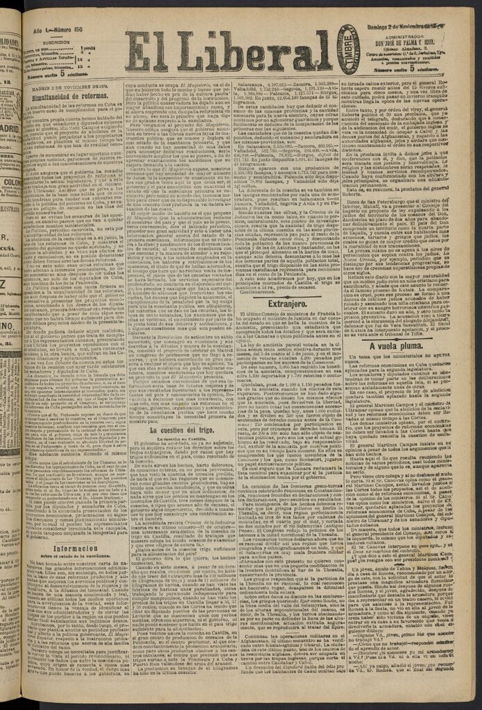 Miniatura de El Liberal (Madrid. 1879) del 2 de noviembre de 1879, nº 156