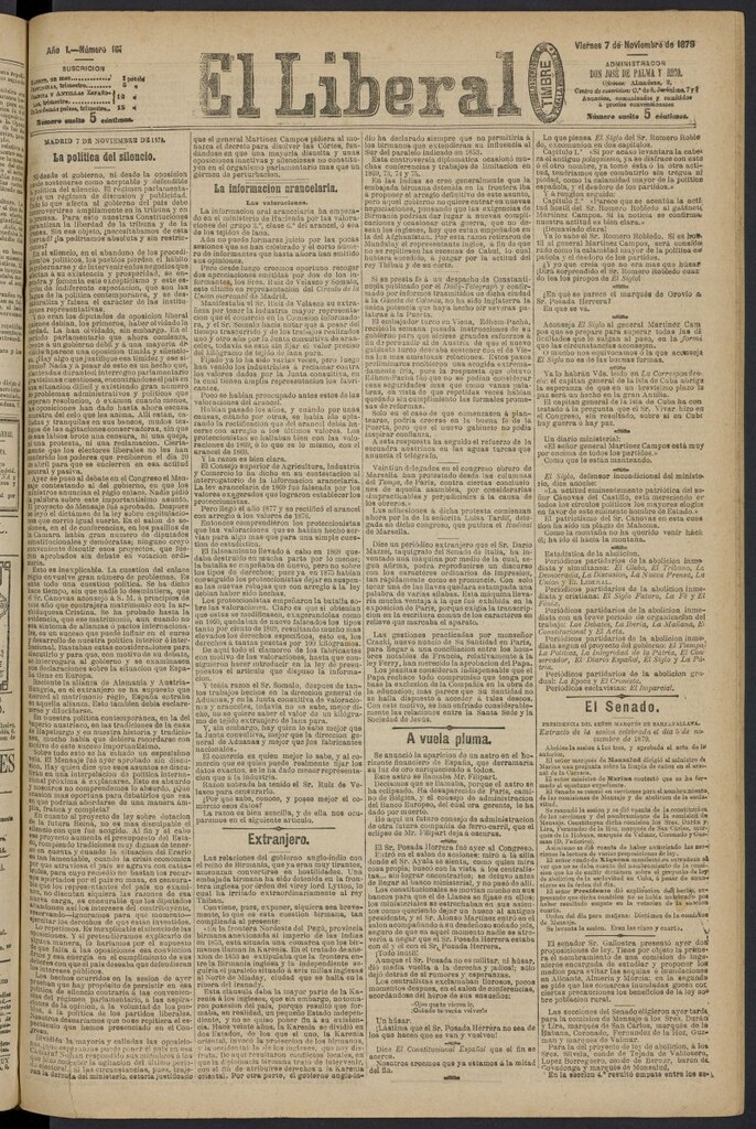 Miniatura de El Liberal (Madrid. 1879) del 7 de noviembre de 1879, nº 161