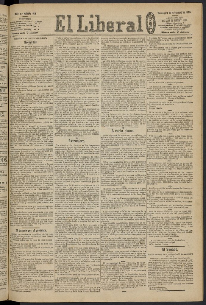 Miniatura de El Liberal (Madrid. 1879) del 9 de noviembre de 1879, nº 163