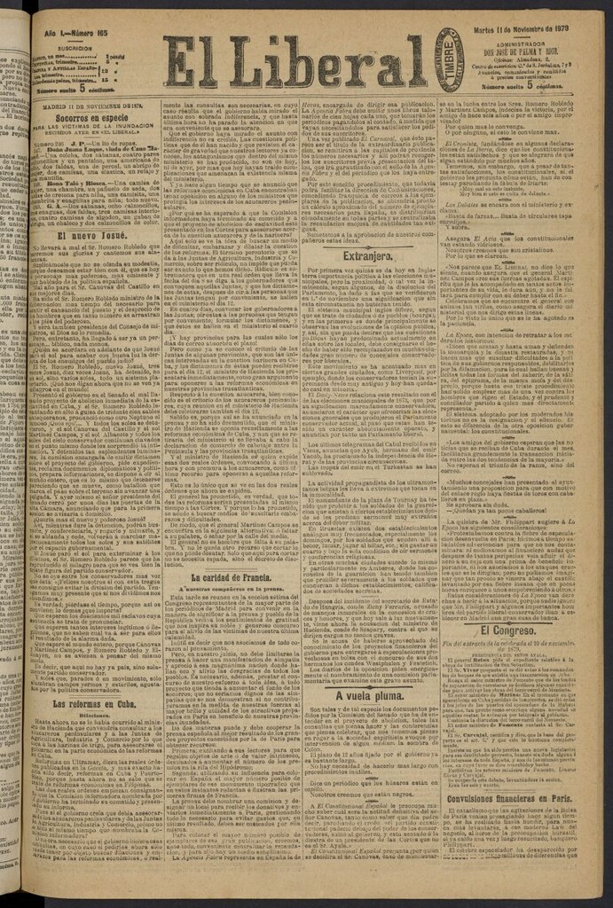 Miniatura de El Liberal (Madrid. 1879) del 11 de noviembre de 1879, nº 165
