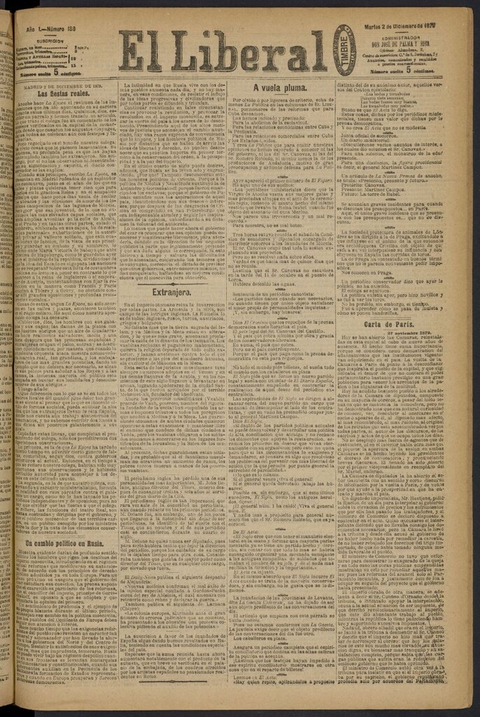 Miniatura de El Liberal (Madrid. 1879) del 2 de diciembre de 1879, nº 186