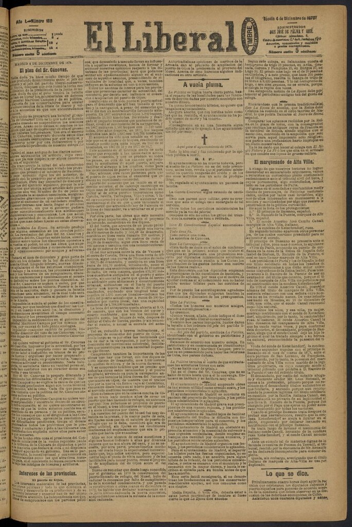 Miniatura de El Liberal (Madrid. 1879) del 4 de diciembre de 1879, nº 188