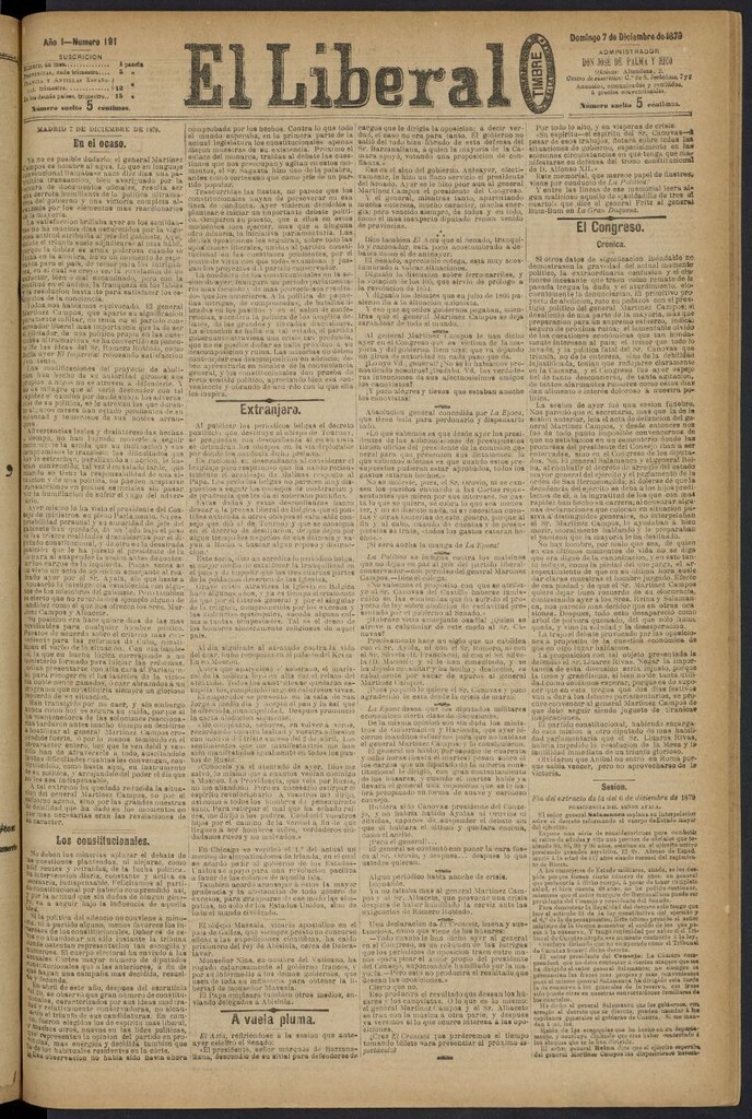 Miniatura de El Liberal (Madrid. 1879) del 7 de diciembre de 1879, nº 191