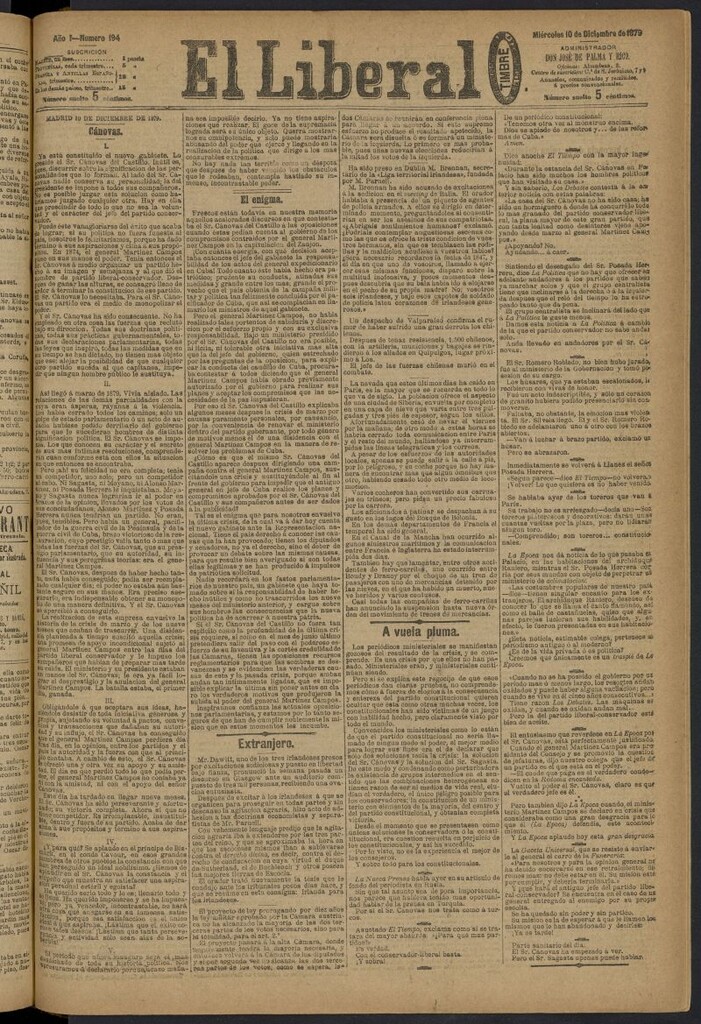 Miniatura de El Liberal (Madrid. 1879) del 10 de diciembre de 1879, nº 194