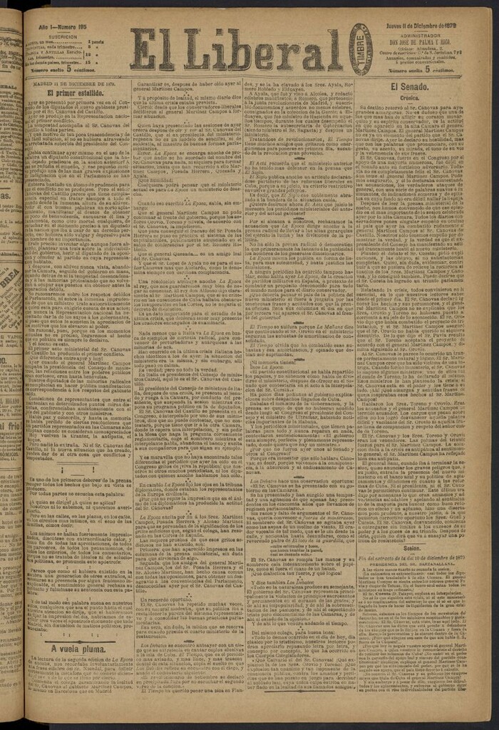 Miniatura de El Liberal (Madrid. 1879) del 11 de diciembre de 1879, nº 195