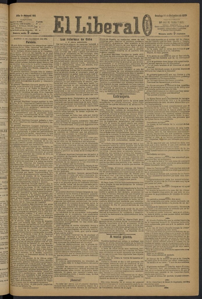 Miniatura de El Liberal (Madrid. 1879) del 14 de diciembre de 1879, nº 198