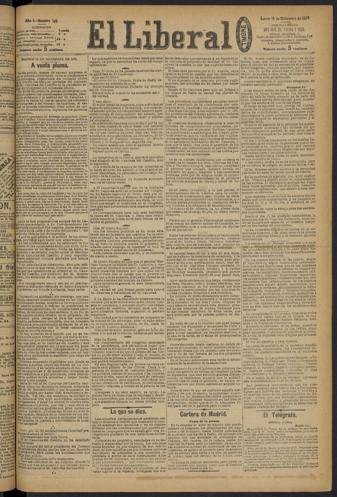 Miniatura de El Liberal (Madrid. 1879) del 15 de diciembre de 1879, nº 199