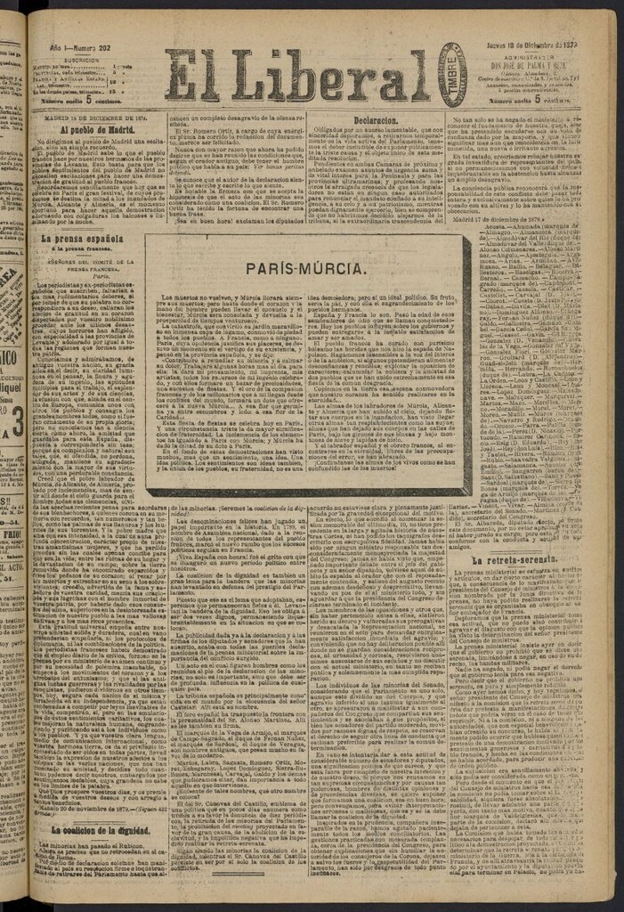 Miniatura de El Liberal (Madrid. 1879) del 18 de diciembre de 1879, nº 202