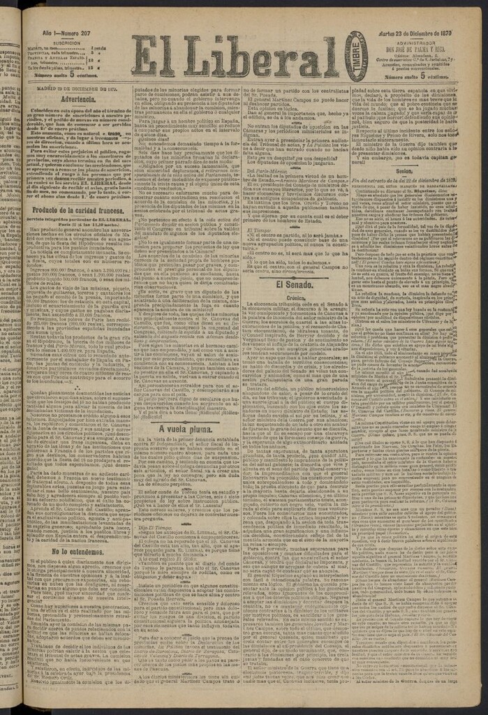 Miniatura de El Liberal (Madrid. 1879) del 23 de diciembre de 1879, nº 207