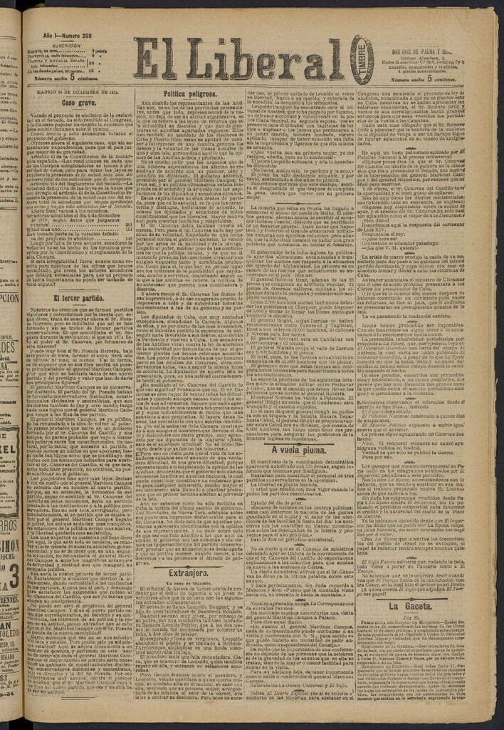 Miniatura de El Liberal (Madrid. 1879)del 26 de diciembre de 1879, nº 209