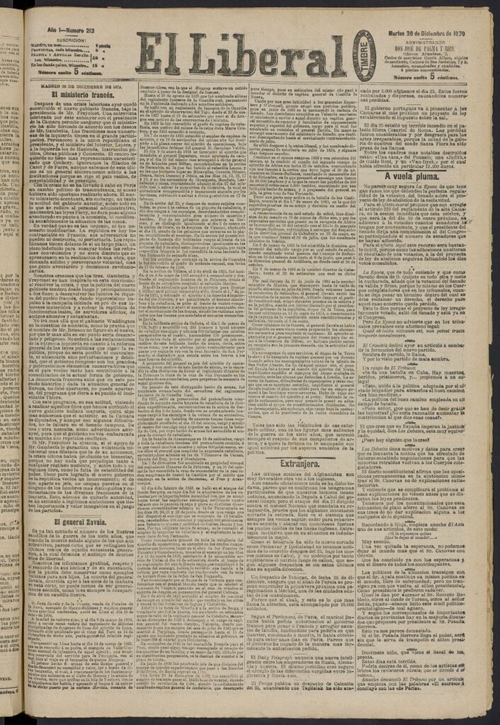 Miniatura de El Liberal (Madrid. 1879) del 30 de diciembre de 1879, nº 213