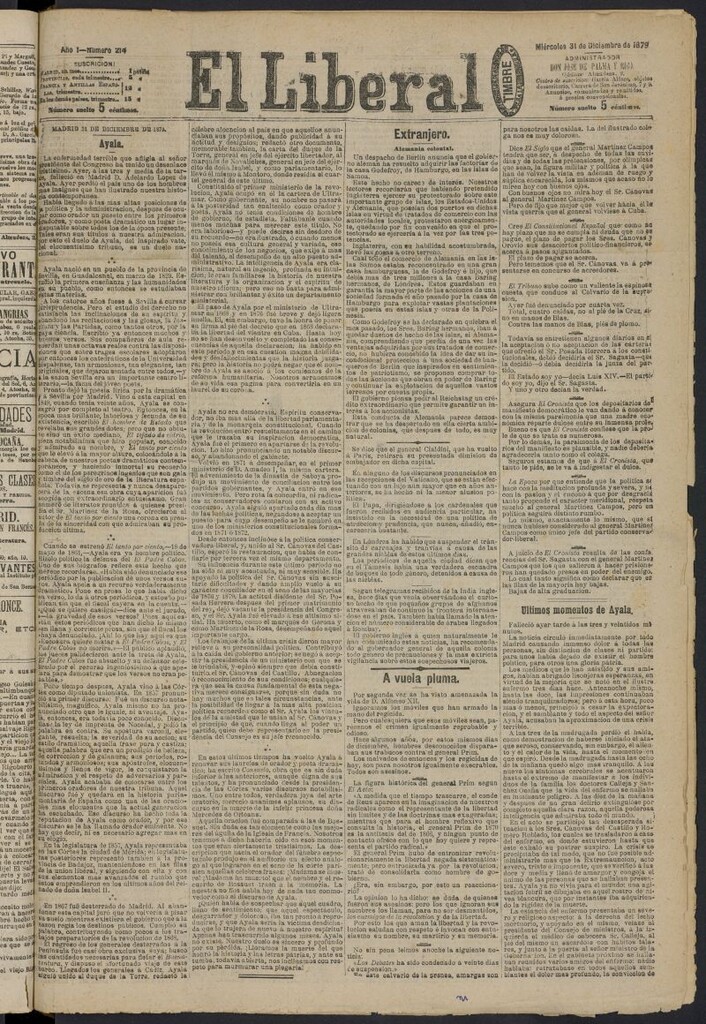 Miniatura de El Liberal (Madrid. 1879) del 31 de diciembre de 1879, nº 214