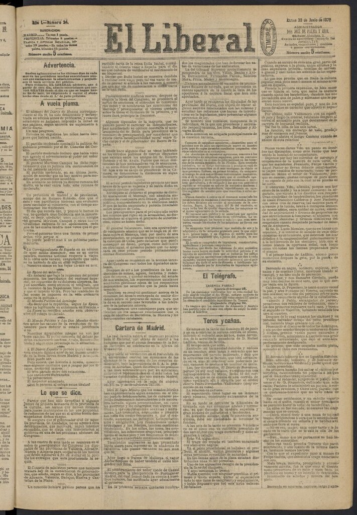 Miniatura de El Liberal (Madrid. 1879) del 23 de junio de 1879, nº 24