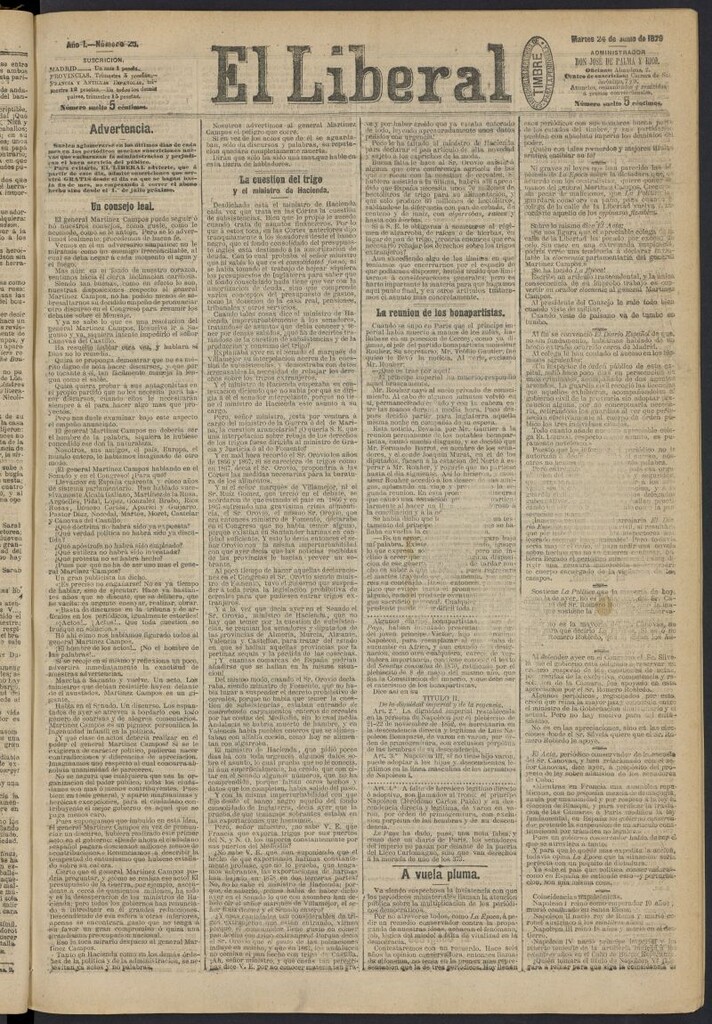 Miniatura de El Liberal (Madrid. 1879) del 24 de junio de 18, nº 25