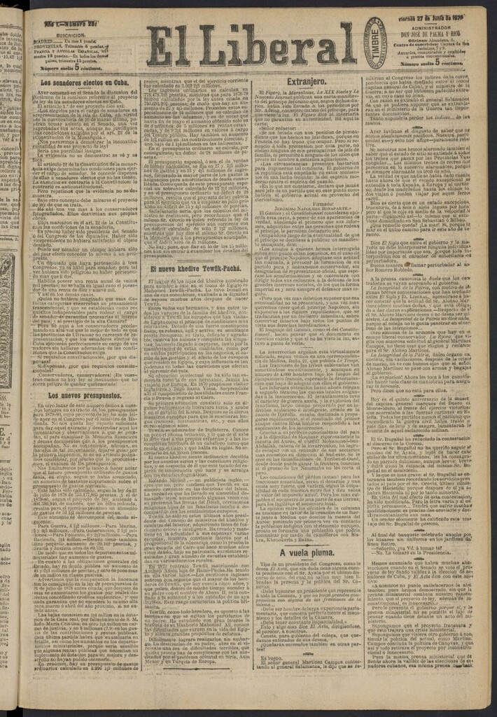 Miniatura de El Liberal (Madrid. 1879) del 27 de junio de 1879, nº 28