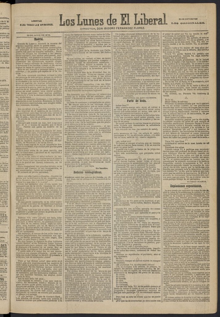 Miniatura de El Liberal (Madrid. 1879) del 23 de junio de 1879, suplemento