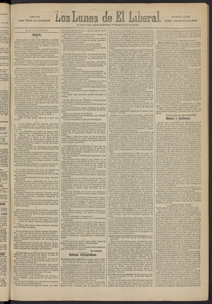 Miniatura de El Liberal (Madrid. 1879) del 30 de junio de 1879, suplemento