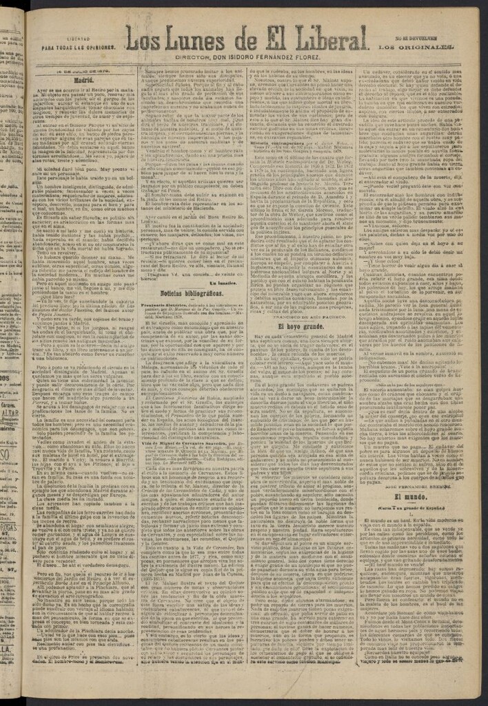 Miniatura de El Liberal (Madrid. 1879) del 14 de julio de 1879, suplemento
