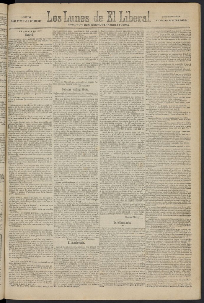 Miniatura de El Liberal (Madrid. 1879) del 11 de agosto de 1879, suplemento