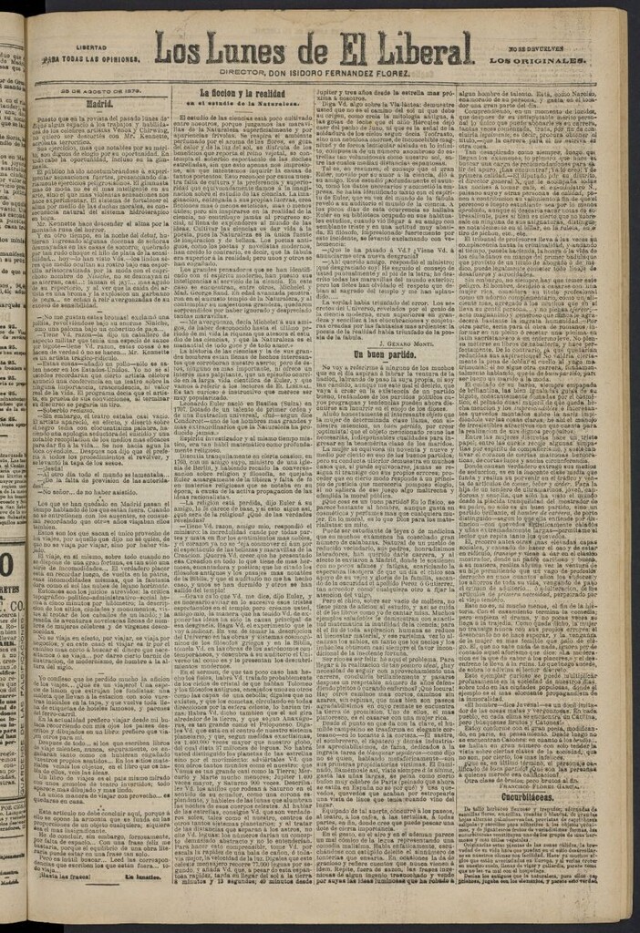 Miniatura de El Liberal (Madrid. 1879) del 25 de agosto de 1879, suplemento
