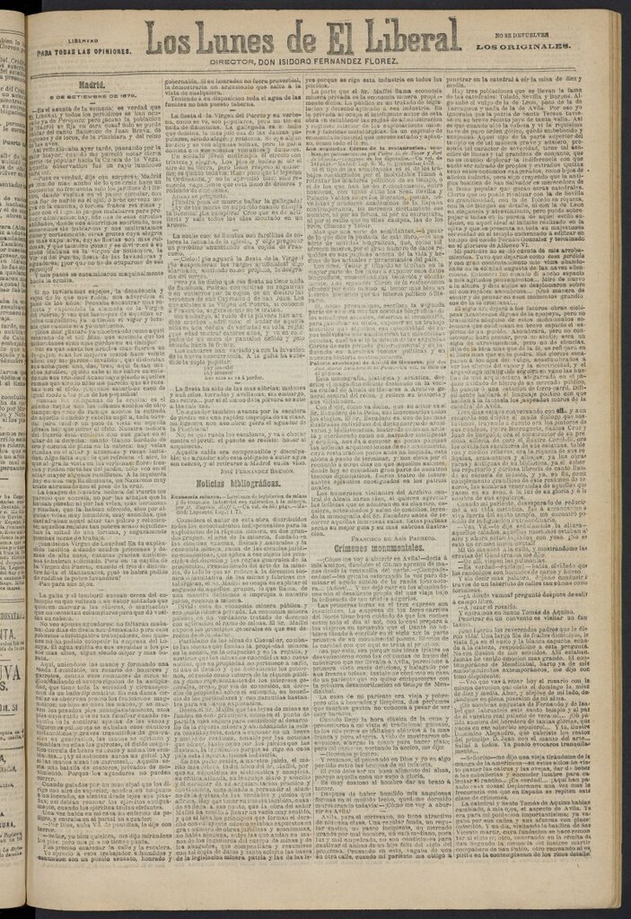 Miniatura de El Liberal (Madrid. 1879) del 8 de septiembre de 1879, suplemento