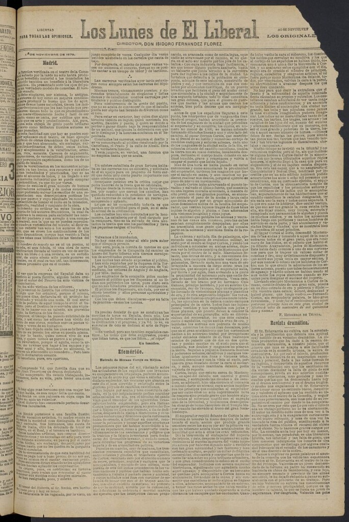 Miniatura de El Liberal (Madrid. 1879) del 10 de noviembre de 1879, suplemento