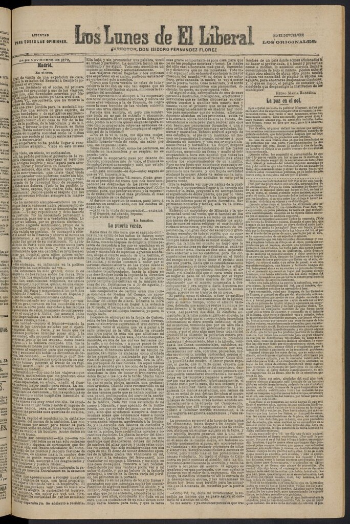 Miniatura de El Liberal (Madrid. 1879) del 24 de noviembre de 1879, suplemento