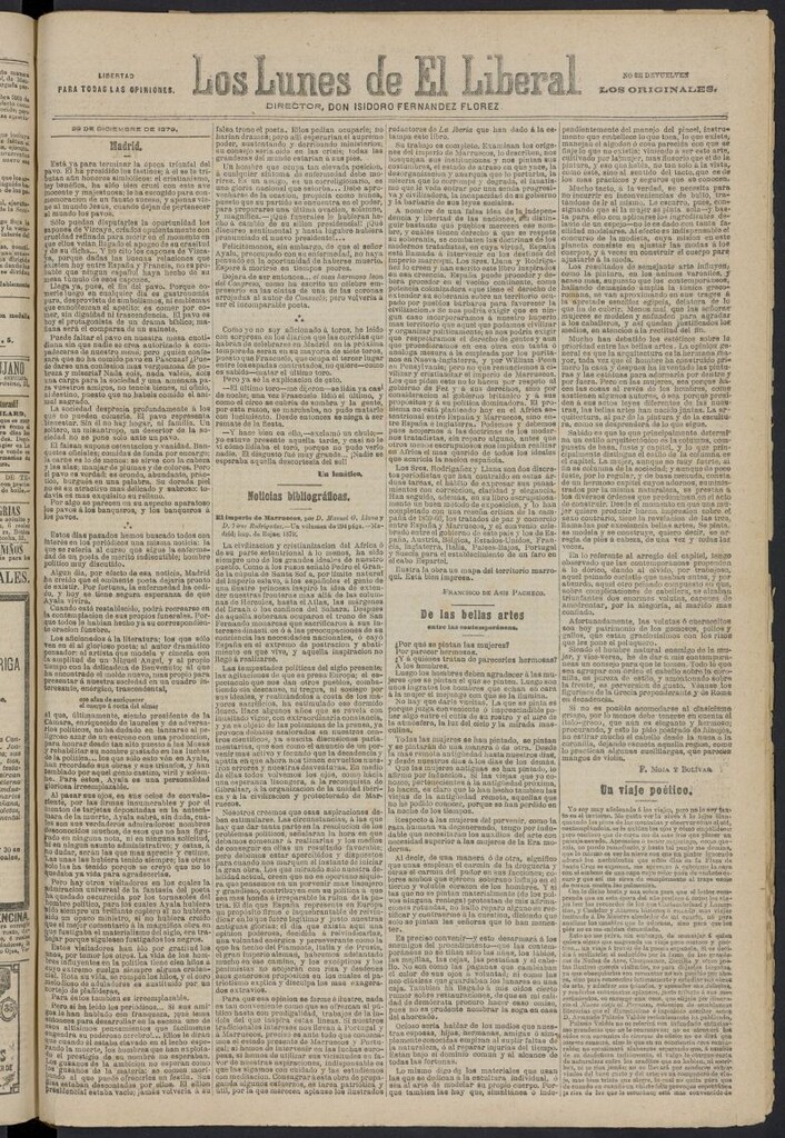 Miniatura de El Liberal (Madrid. 1879) del 29 de diciembre de 1879, suplemento