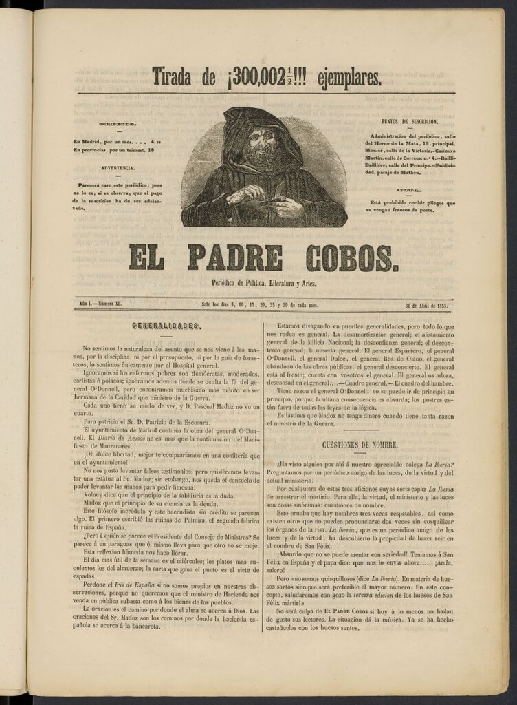 Miniatura de El Padre Cobos: periódico de literatura y artes del 30 de abril de 1855, nº 40