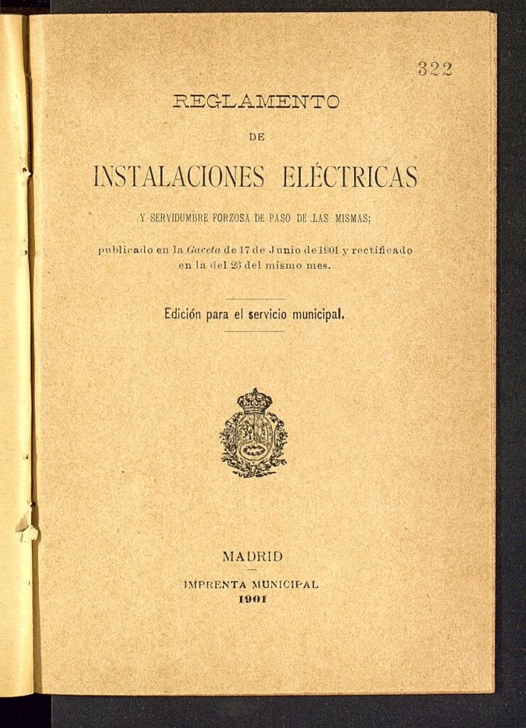 Miniatura de Reglamento de instalaciones eléctricas y servidumbre forzosa de paso de las mismas