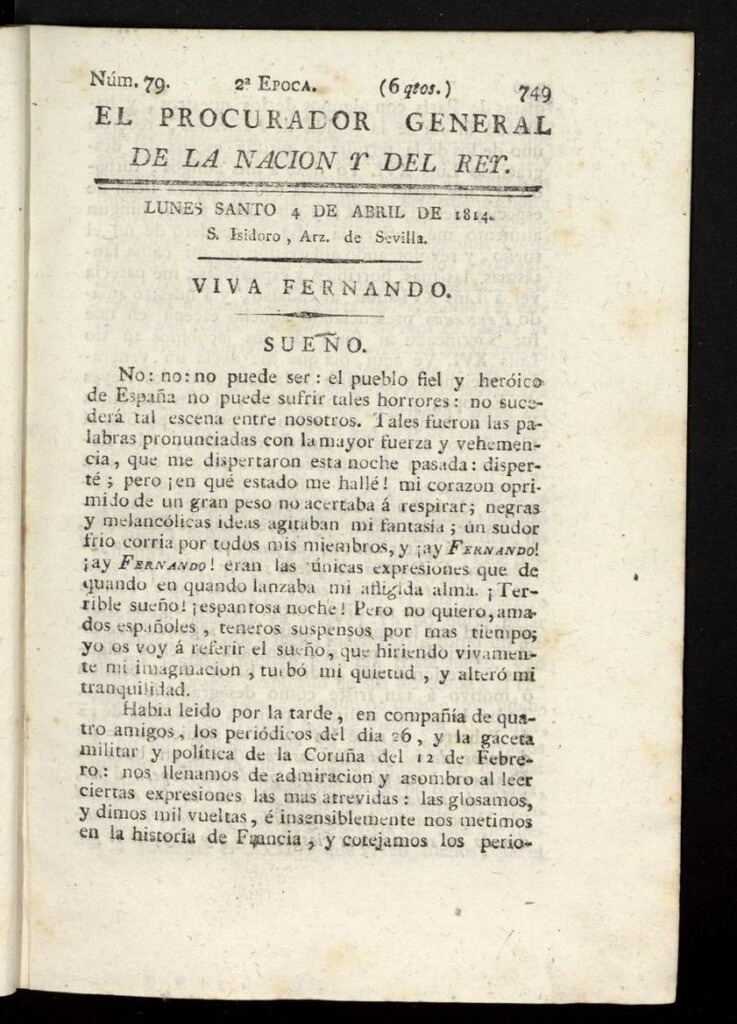 Miniatura de El Procurador General de la Nación y del Rey (Madrid) del 4 de abril de 1814, nº 79