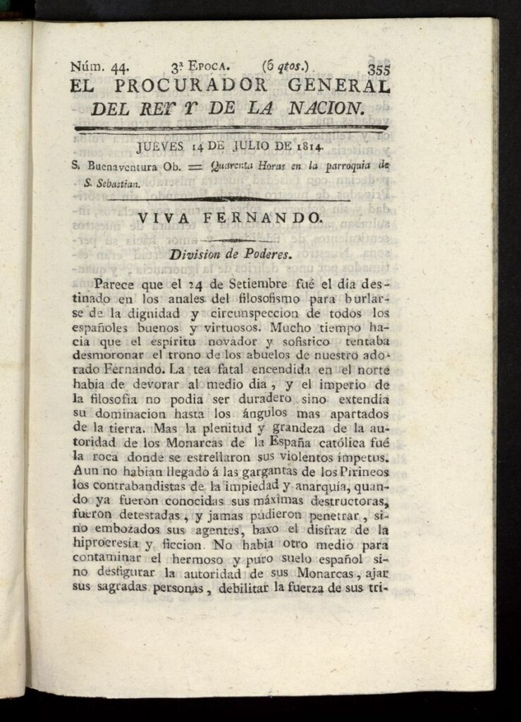 Miniatura de El Procurador General de la Nación y del Rey (Madrid) del 14 de julio de 1814, nº 44