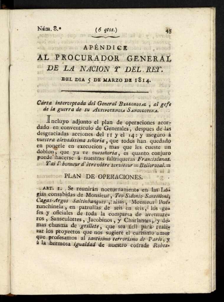 Miniatura de El Procurador General de la Nación y del Rey del 5 de marzo de 1814, apéndice nº 8