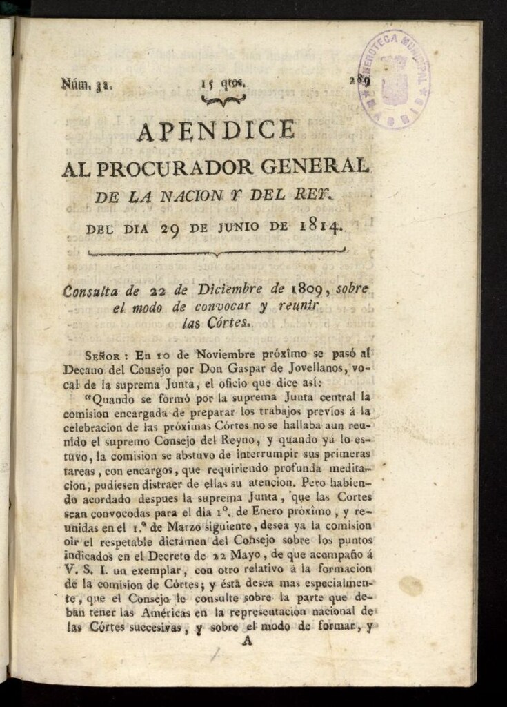 Miniatura de El Procurador General de la Nación y del Rey del 29 de junio de 1814, apéndice nº 32